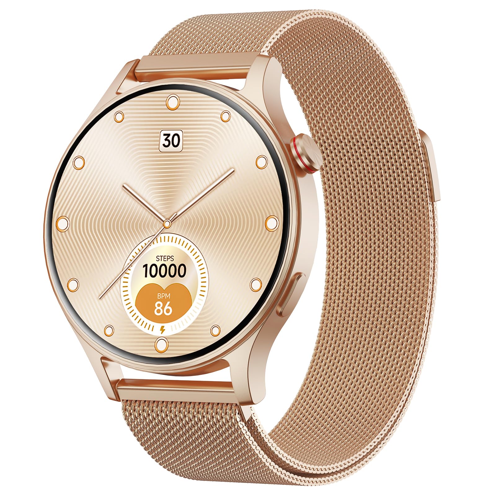 Women's and Men's Smart Watch with Bluetooth Call 5.3-1.32 Inch AMOLED Smartwatch for Android iOS, Sports Watch Pedometer with 110+ Sports & 3ATM Fitness Bracelet with Sleep Monitor/SpO2 Gold