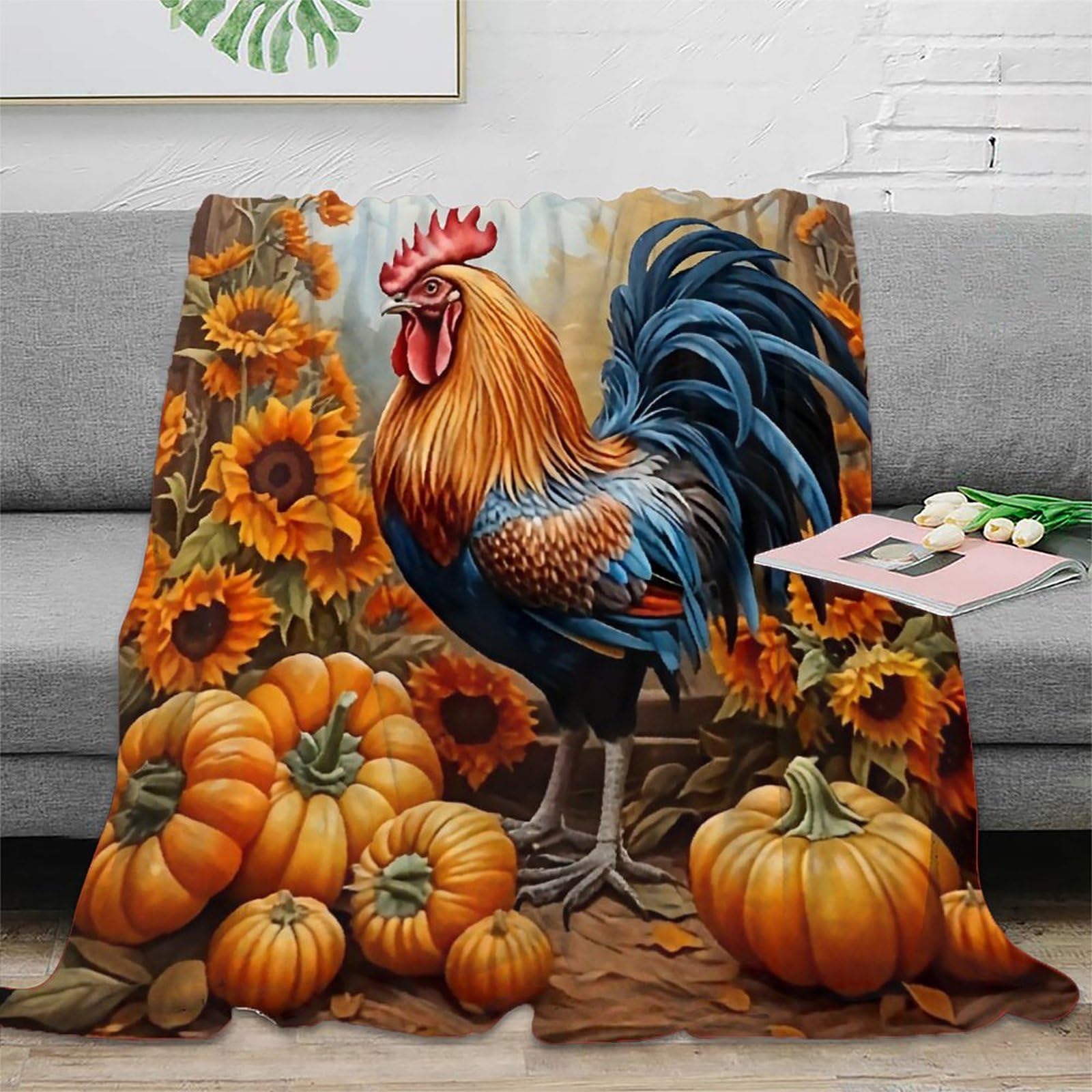 Couverture coq en peluche pour des soirées cocooning chaudes sur le canapé du salon