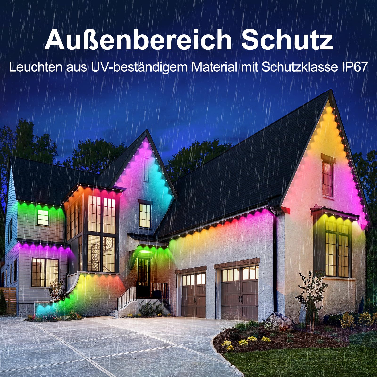 HELESIN Luci Solari Esterno Decorative, 2 Pezzi LED Luci Esterno Giardino, IP65 Impermeabile Lampada, Solari Fuochi d'Artificio per Patio, Prato e Giardino (Arcobaleno Colorato