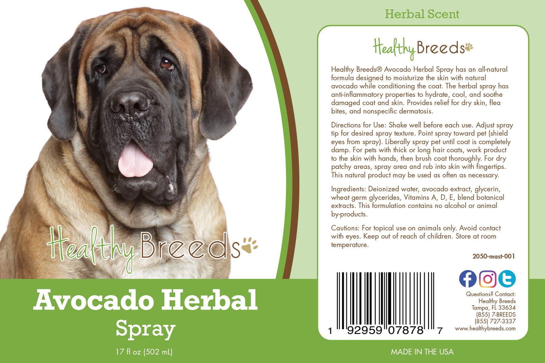 Healthy Breeds Mastiff Avocado Herbal Spray 17 oz