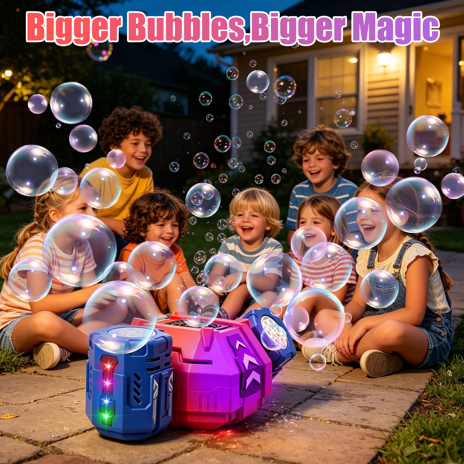 OBEST Macchina vescicale elettrica, macchina vescicale con luce e musica | Macchina per bolle di sapone portatile, gioco acquatico estivo per bambini, regalo per compleanni, feste, giardini, matrimoni
