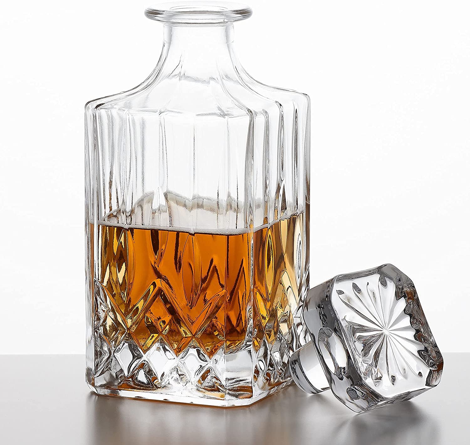 BINZO 700 ml Glass Decanter for Whiskey, Wine, Alcohol, Rum, Scotch, Liquor Whiskey, Wine, Whisky, Gin Decanter Clear 3