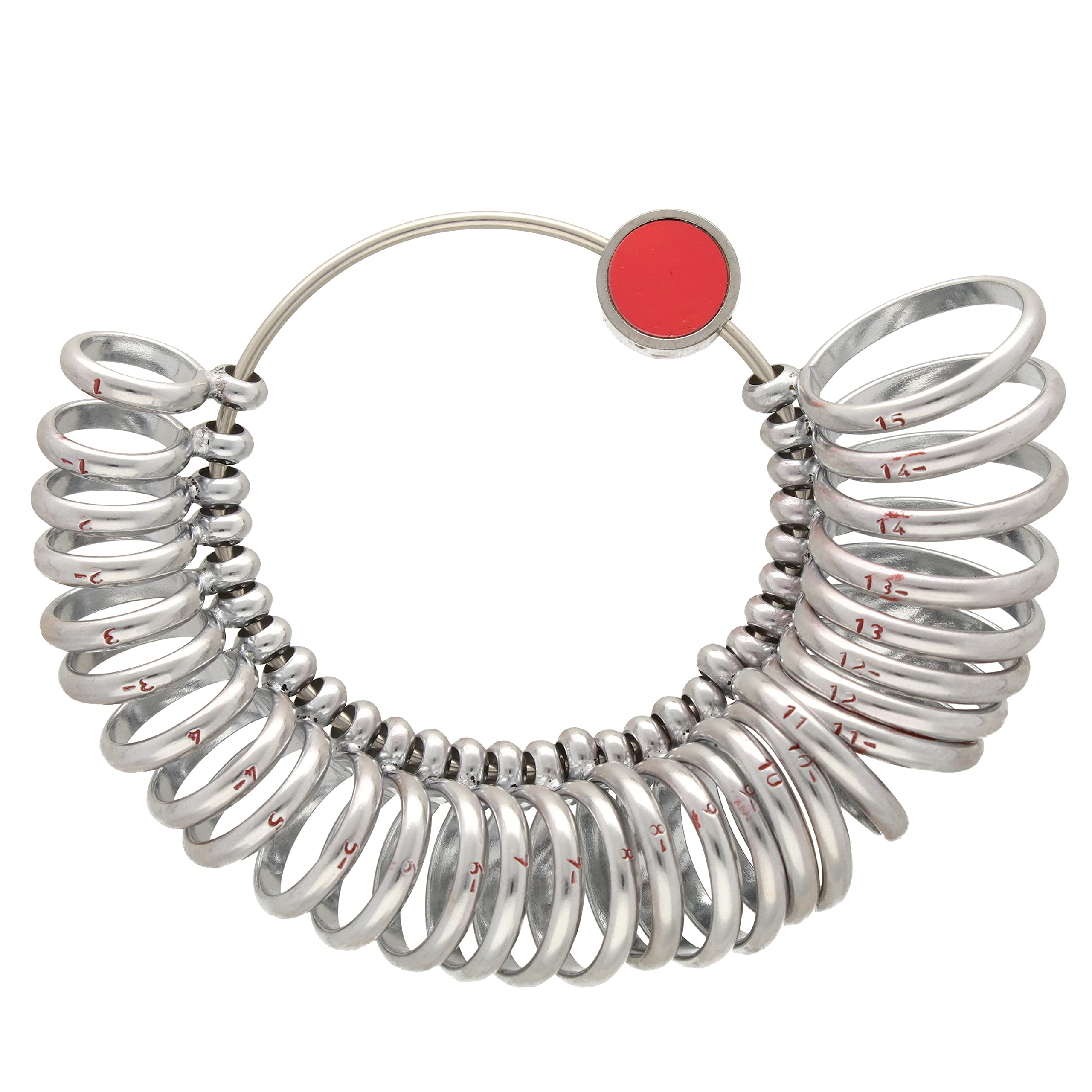 The Beadsmith Half-Round Finger Gauge – U.S. Sizes: 1-15, Full and Half Sizes – 29 Steel Rings with Marked Measurements – Tool for Measuring Fingers and Determining Ring Sizes