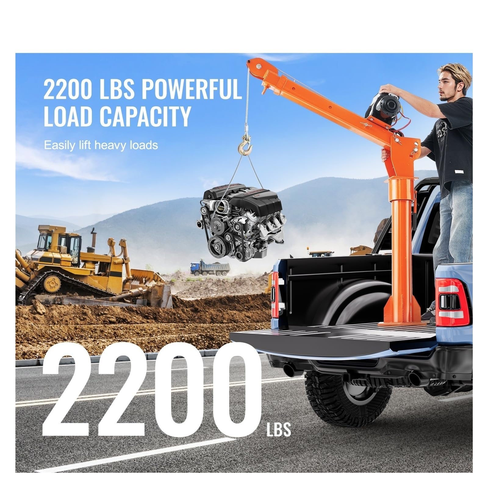 Paranco Elettrico Telecomandato Gru A Braccio Girevole Pieghevole Del Letto Della Gru 360° Della Gru Elettrica Del Camion Della Gru 2200lbs Con L'argano Elettrico Da 6000 Libbre Argani elettrici