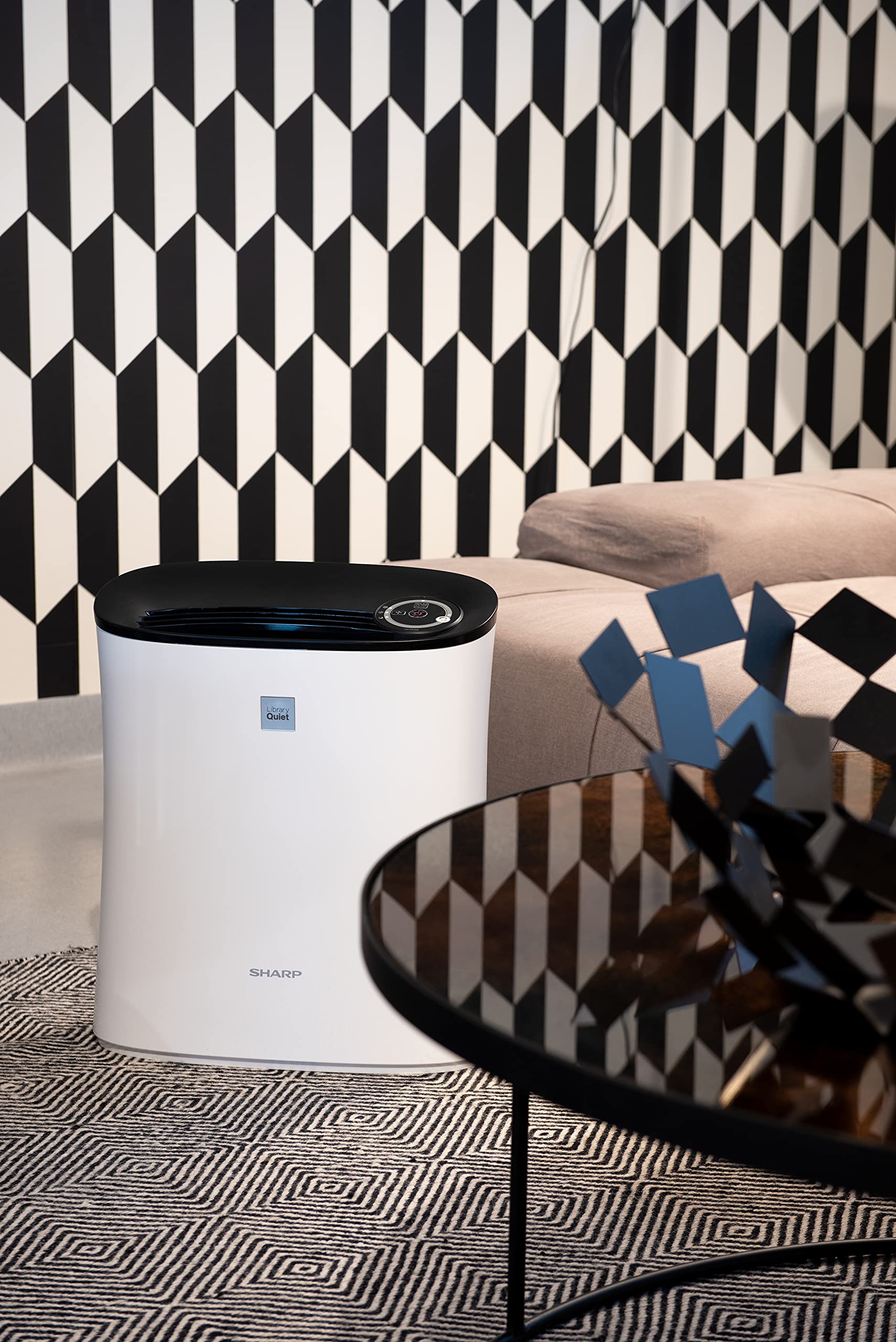 Sharp UA-PE30E-WB Purificador de aire con sistema de filtro de 2 niveles, flujo de aire 60-180 metros cúbicos/h, 25dB, para espacios de hasta 21 metros cuadrados, blanco
