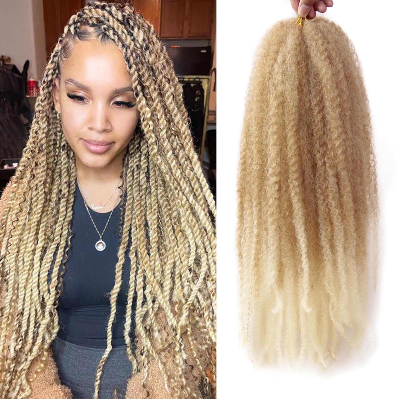 Marley Twist Braiding Hair 24 Inch Marley Twist Hair 8 Packs Cuban Twist Hair Afro Kinky Curly Crochet Hair Synthetic Marley Hair Extensions (24 Inch(