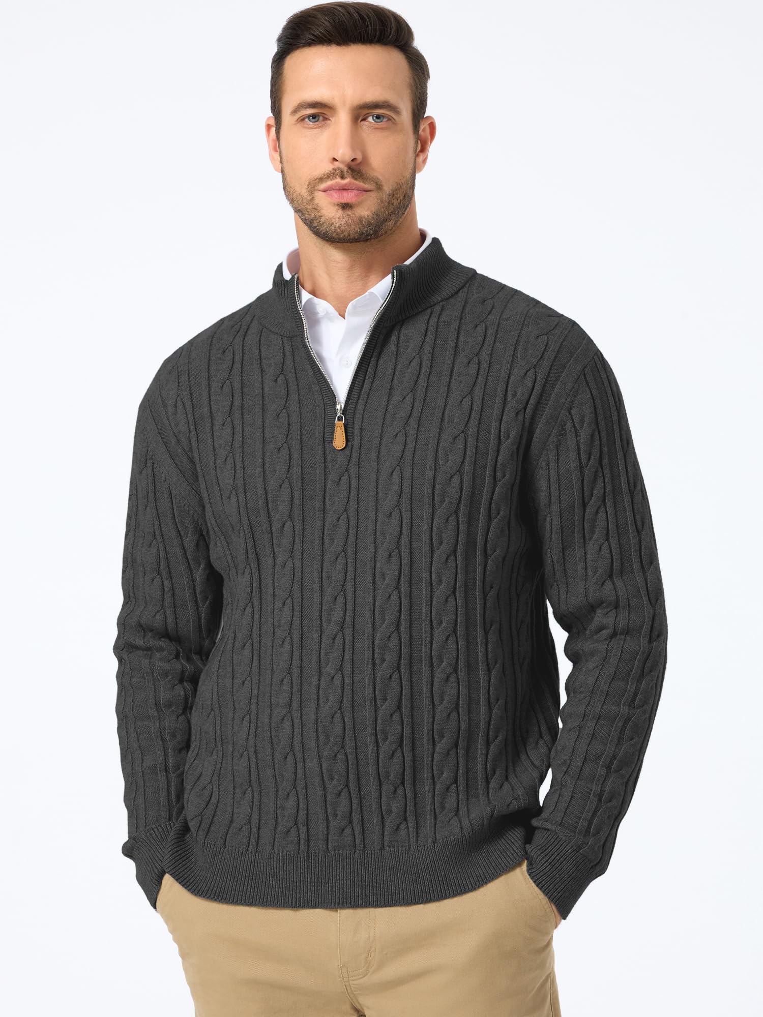 JMIERR Herren Pullover Zip Casual Stehkragen Strickpullover