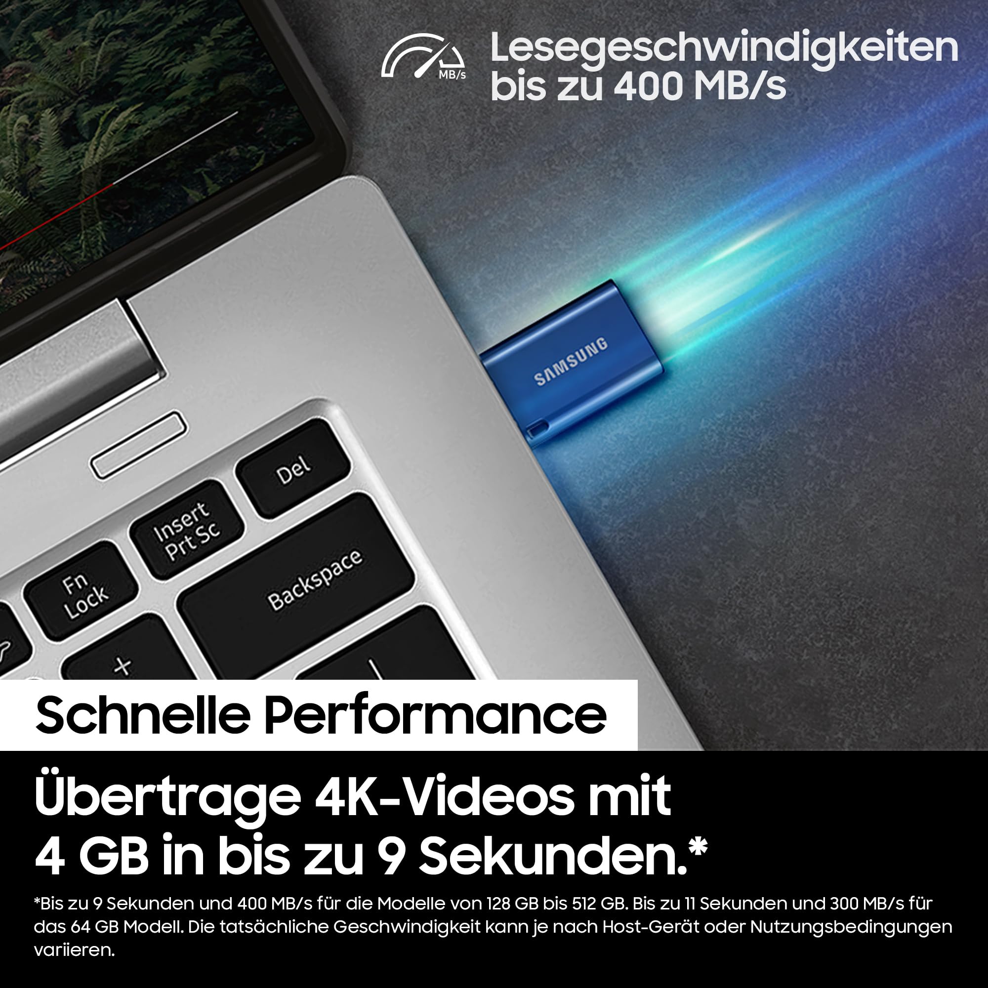 Samsung USB-Stick 128 GB USB 3.1 400 MB/s Lesen 60 MB/s Schreiben MUF-128DA/APC Blau