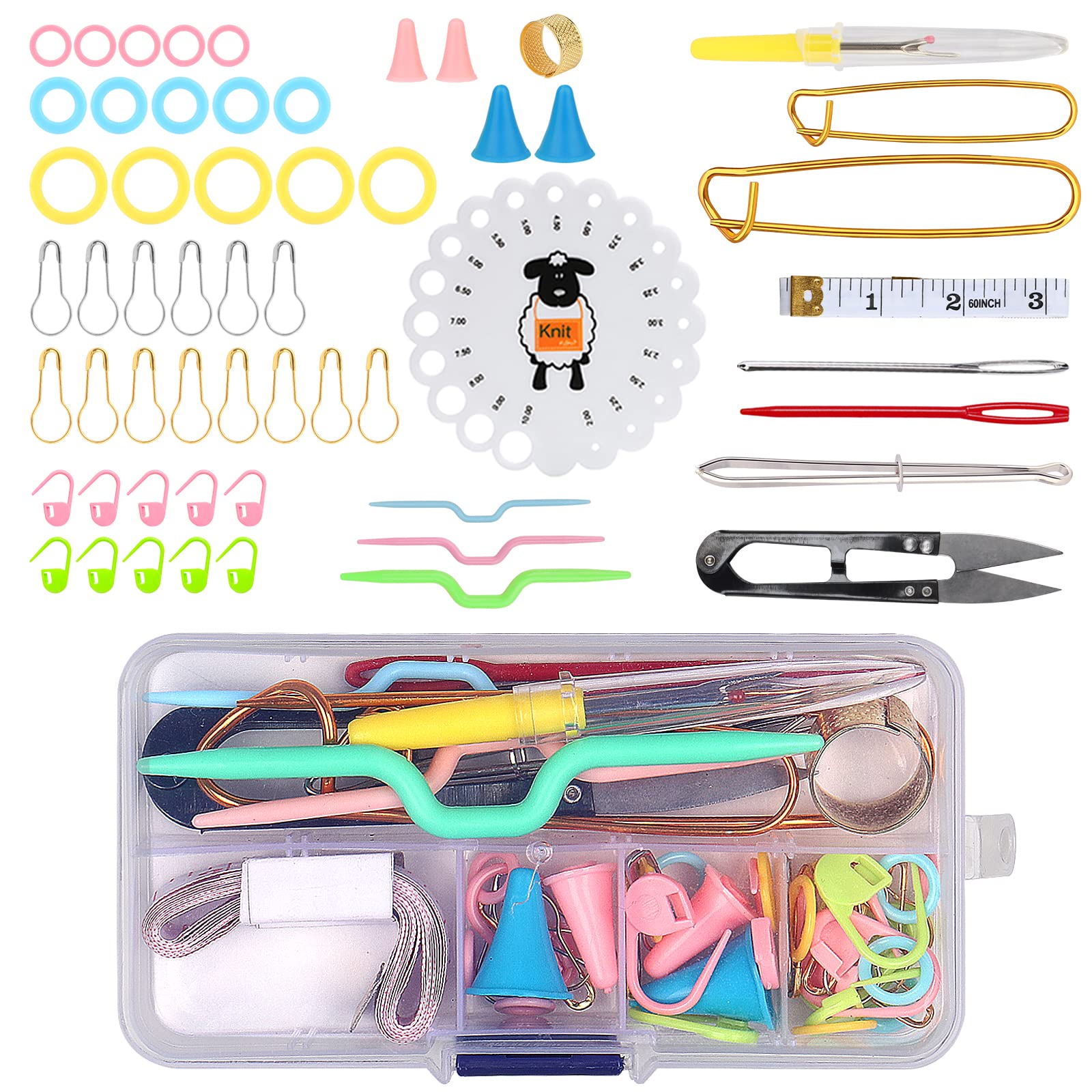 Aeeque Set Ferri Circolari Per Maglieria Principianti 45 Pezzi - Aghi Da 1,5 A 5,0 Mm, 80 Cm, Con 15 Gomitoli Di Lana Acrilica E Accessori, Kit Completo Per Maglioni E Coperte, In Tela Borsa - 4