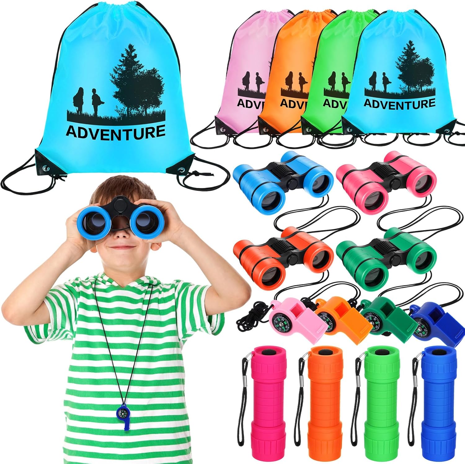 Gejoy 16-Piece Outdoor Explorer Kit with Binoculars, Whistles, & More! Gejoy 16-Piece Outdoor Explorer Kit with Binoculars, Whistles, & More!