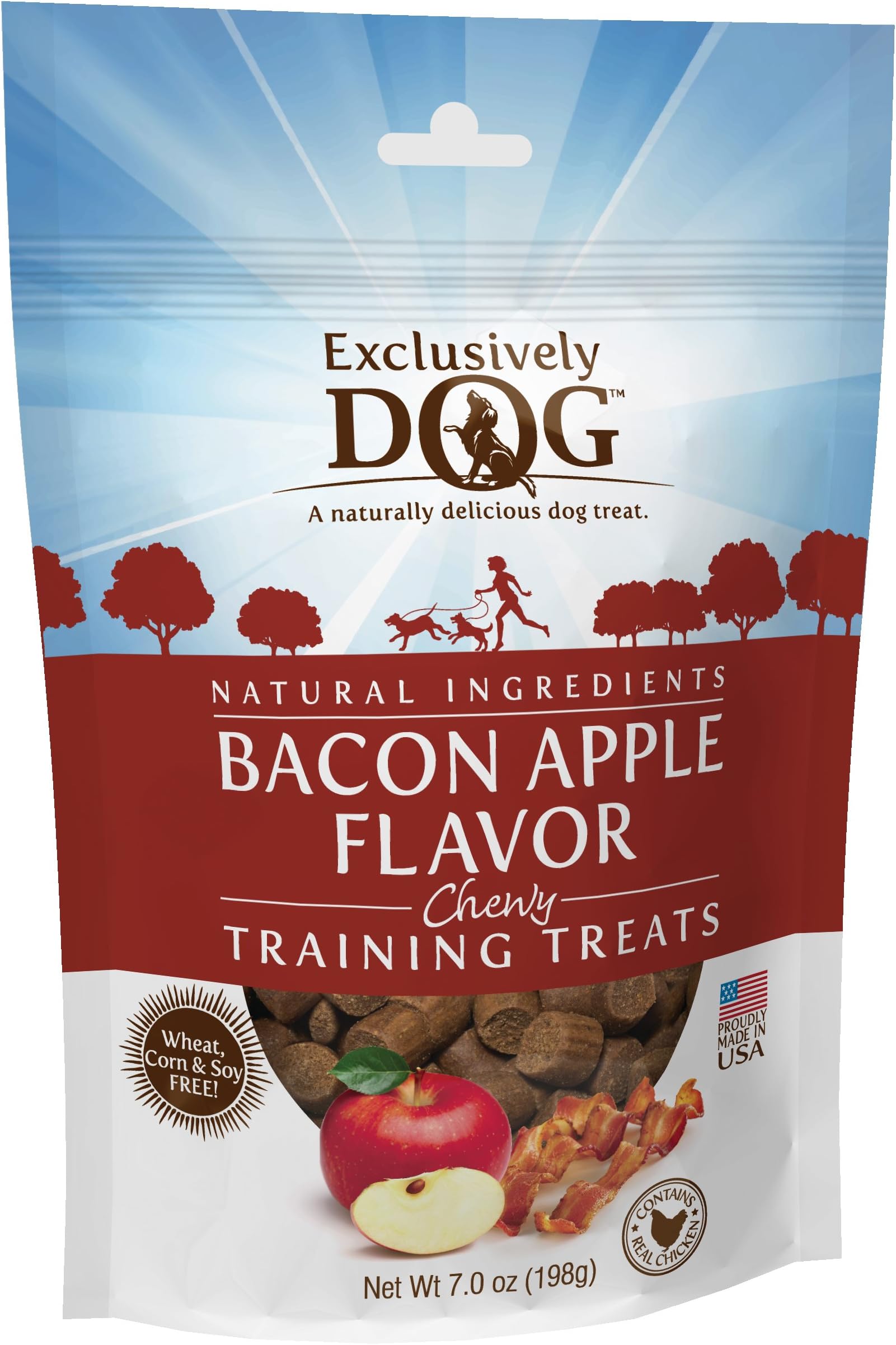 Exclusively DogChewy Training Treats Bacon Apple Flavor Grain Free Gluten Free, Made in The USA, 6 oz.