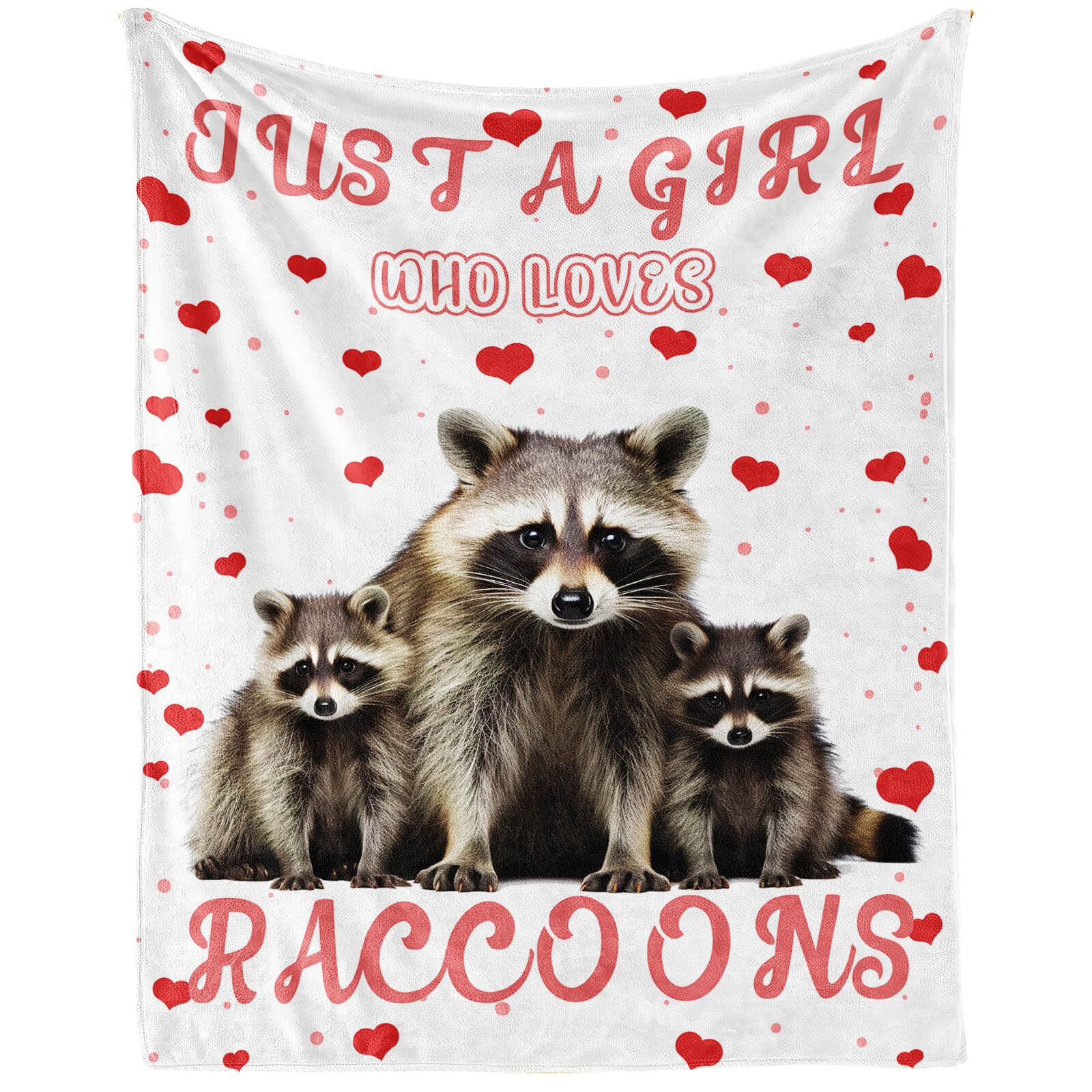 CaomeiWu Raccoon Throw Blanket, 50" x 40" Flannel Cute Raccoons Themed Stuffed Animal White Throw, Soft Nap Throw Blanket for Home, Office for Boys