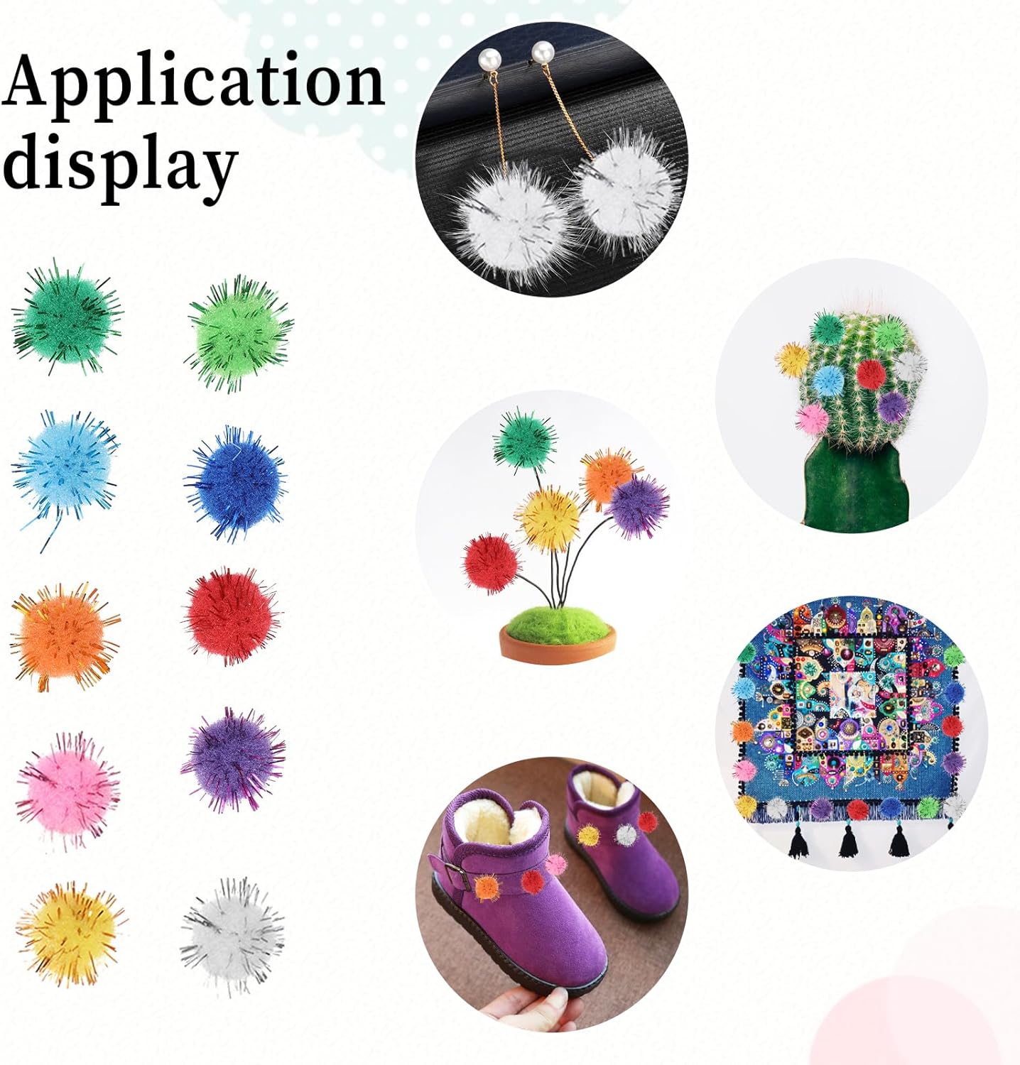 Tyqour 250 Pcs Mini Pompoms for Crafts Small Pom Pom Balls Craft Bulk Glitter Fuzzy Pompom Puff Balls for DIY Arts, Crafts Projects, Home Decorations, Summer Holiday Party, Fuzzy Ball to Glue on - Image 4