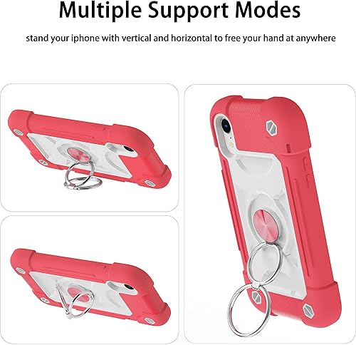 Miniatura 7 de Funda para iPhone XR de 6.1 pulgadas con soporte de anillo, con 2 protectores de pantalla de cristal, resistente a los golpes, resistente a los