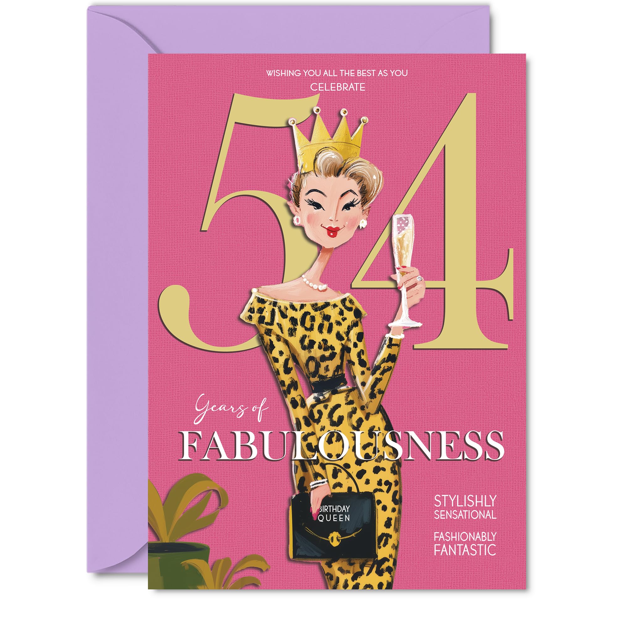 54th Birthday Cards for Women - Years Of Fabulousness - Happy Birthday Card for 54 Year Old Woman Wife Friend Grandma Cousin, 5x7 Inch Bday Greeting Cards