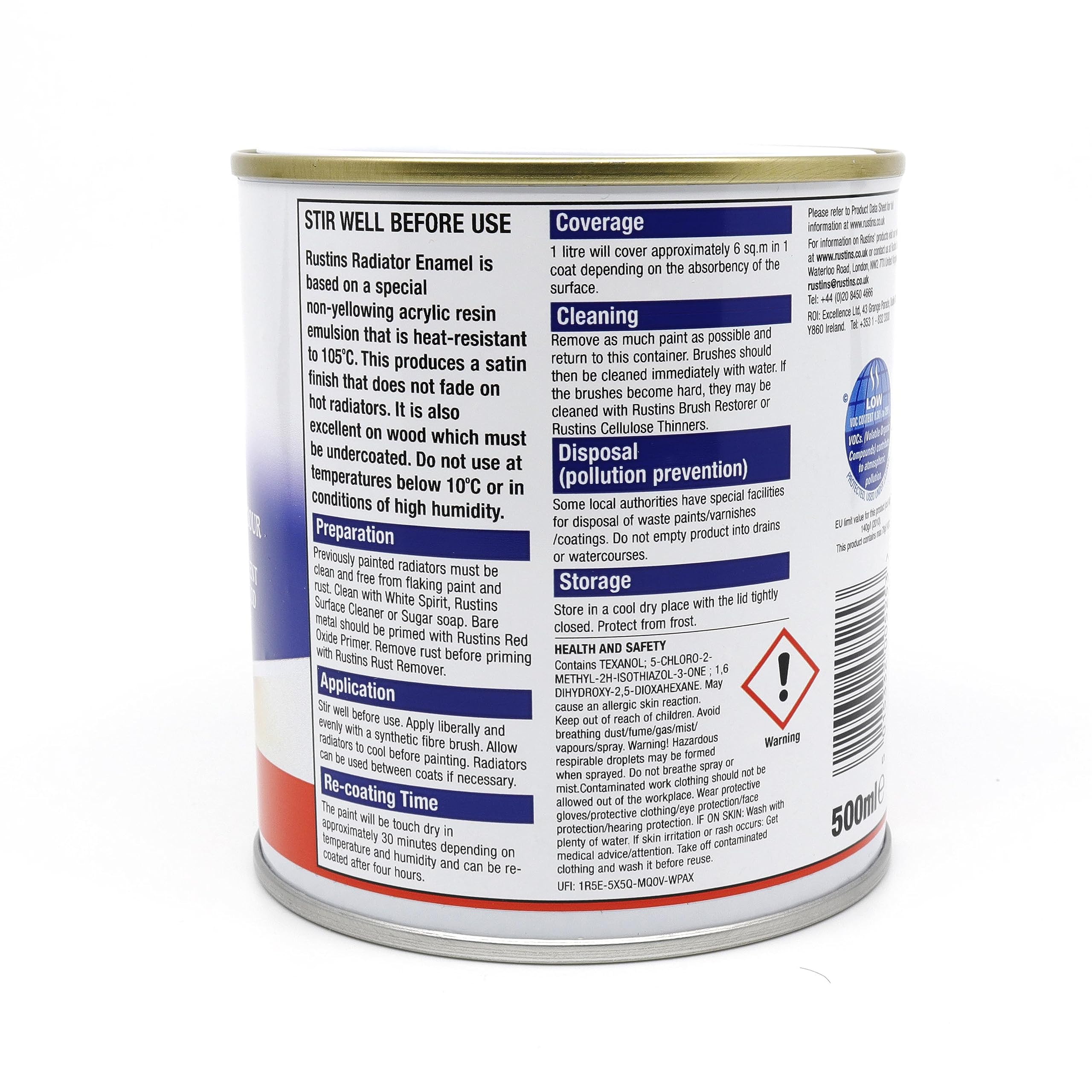 RUSTINS Quick Drying Radiator Enamel Satin - Grey 500ml - Durable, Long-Lasting Finish for Radiators That Stands the Test of Time - Image 2