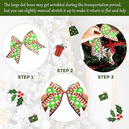 Miniatura 5 de 24 lazos grandes de lunares, coronas, adornos para guirnaldas, manualidades, boda, hogar, interior y exterior, decoración de fiesta (6 pulgadas)