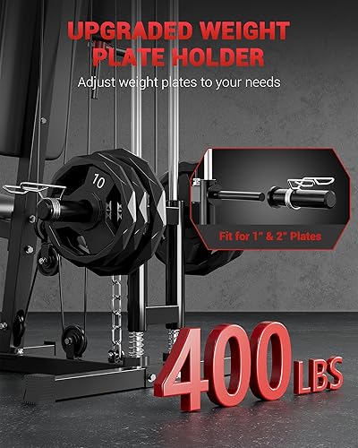Miniatura 4 de Equipo de gimnasio en casa, máquina de pesas de entrenamiento con sistema de polea de cable, capacidad de peso de 400 libras, estación de ejercicio