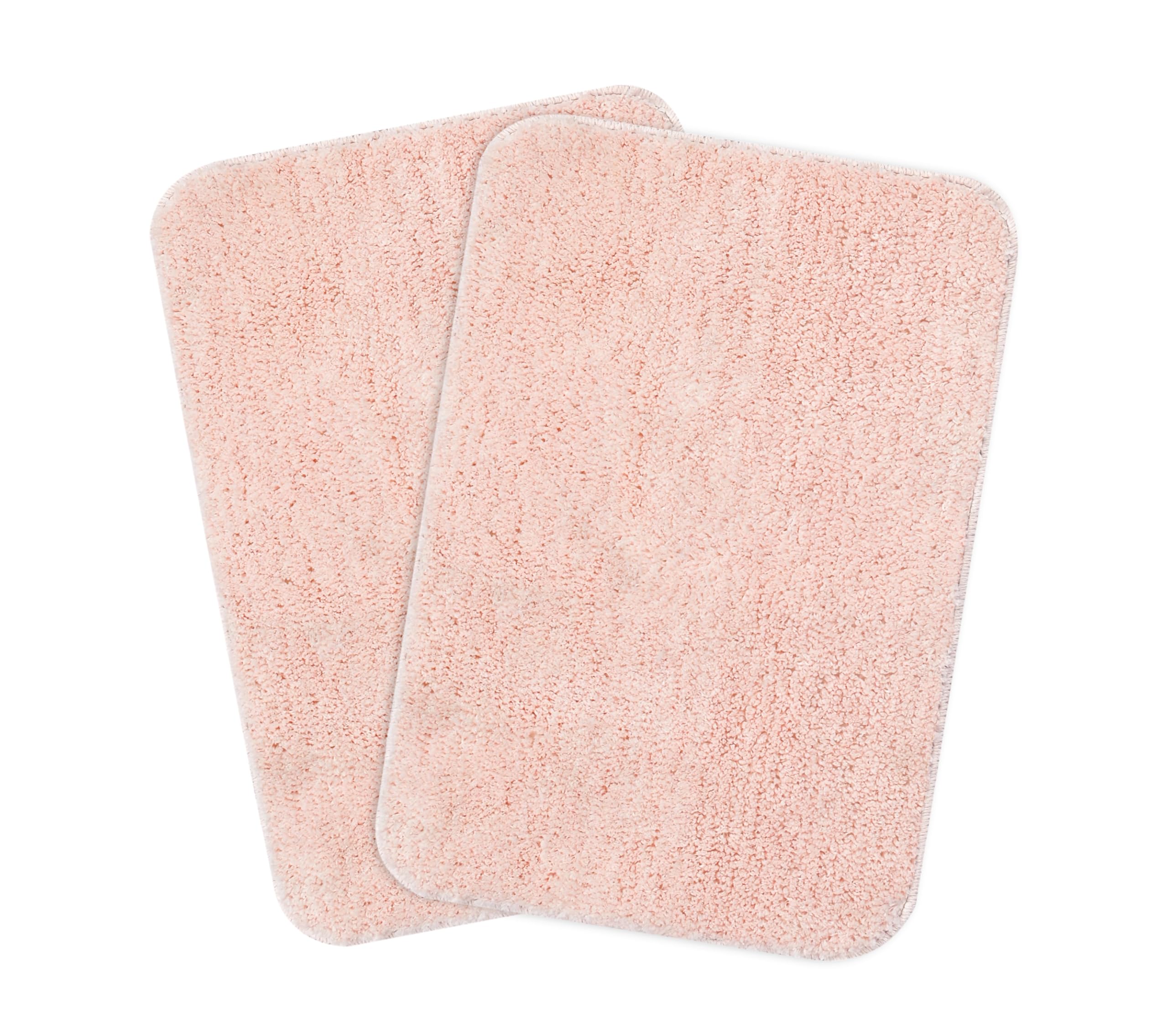 Saral Home Solid Soft Microfibe Antiskid Bathmat 2Pc (Lt.Pink, 35X50-2PC)