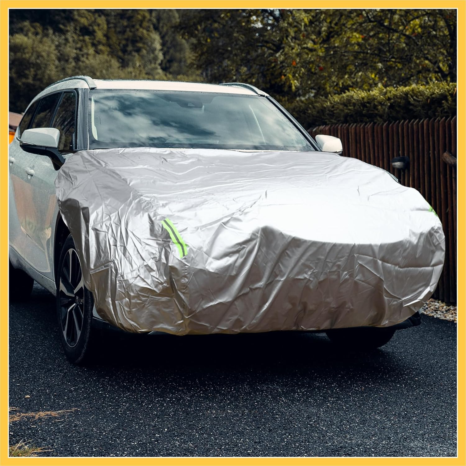 Front Half Car Cover Waterproof 210x110cm Outdoor Half Cover for Car 210D Silver Tone Auto Replacement Parts