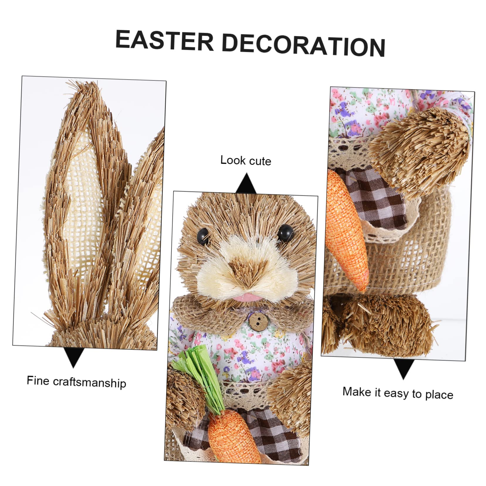 Amosfun 2 Pz Coniglio di simulazione di Pasqua bomboniere natalizie strenna natalizia pentola giocattoli rosa decorazioni per la casa per pasqua statuine di coniglietti di paglia cannuccia