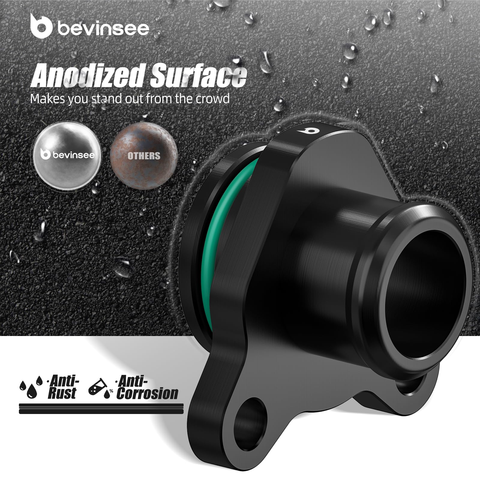 Bevinsee Bride de port de liquide de refroidissement en billettes d'aluminium compatible with N20 N52 N53 N54, compatible with 1 Series M 2011, 128i, 135is, 228i, 320i, 323i, 325i, 328i, 330i, 335i,