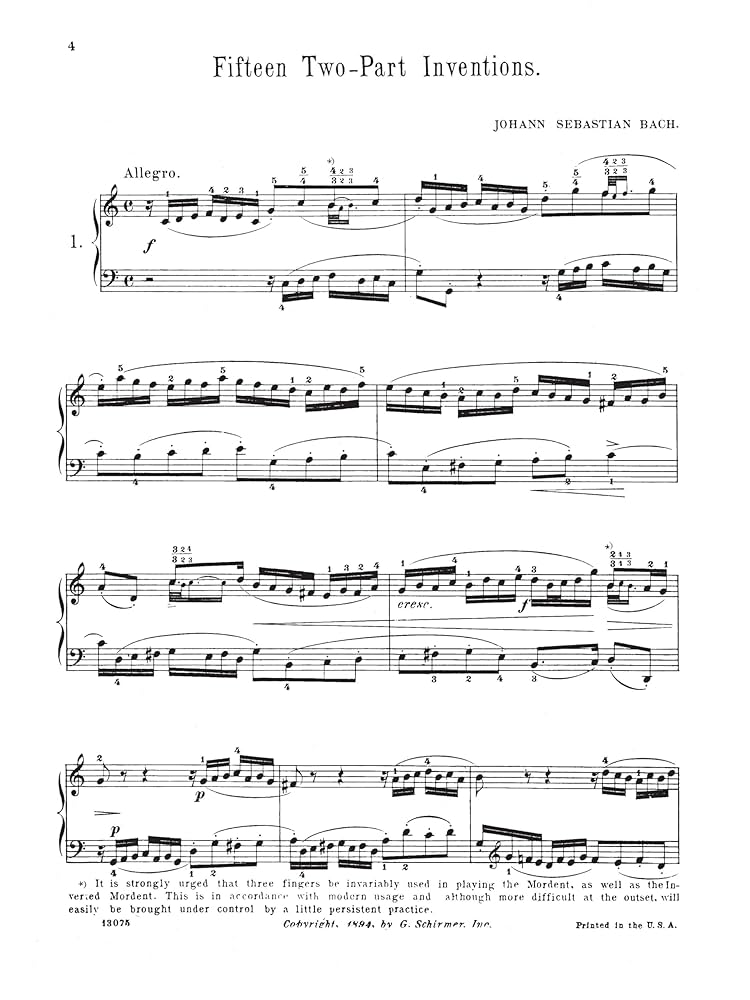 洋楽 CD W-Piano INVENTION Bach - Invention No. 1 in C Major, BWV 772 with Sheet Music