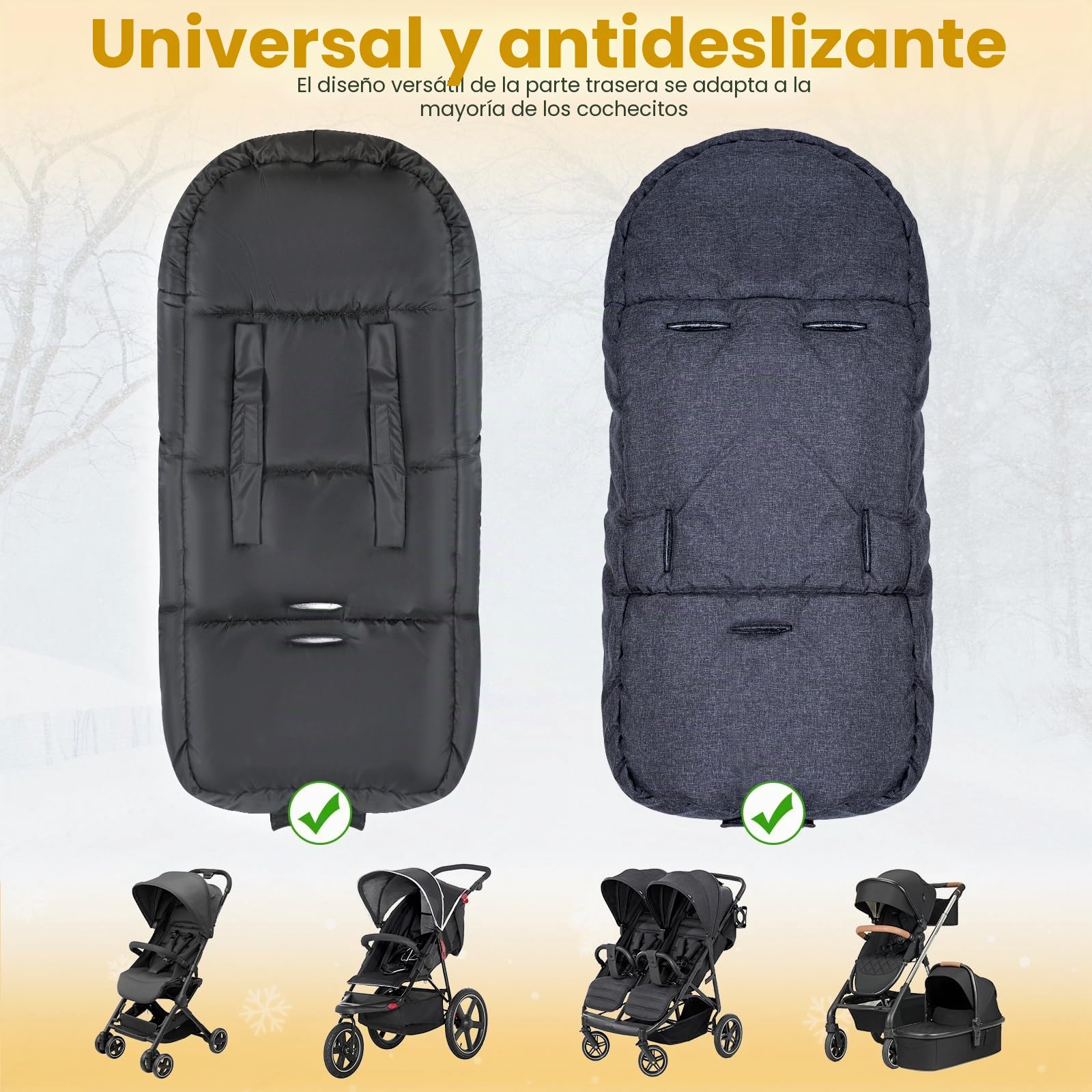 Orzbow Saco Silla Paseo Universal Invierno, Ajustable Saco Carro Bebe con Cremallera y Botones, Impermeable Saco Silla de Paseo con Bolsa de Cordón, Desenfundable, Forro Polar Caliente, Gris Oscuro