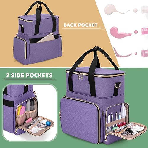 Miniatura 4 de LUXJA Organizador de esmalte de uñas con capacidad para 70 botellas y una lámpara de uñas, estuche de esmalte de uñas con 2 bolsas extraíbles y