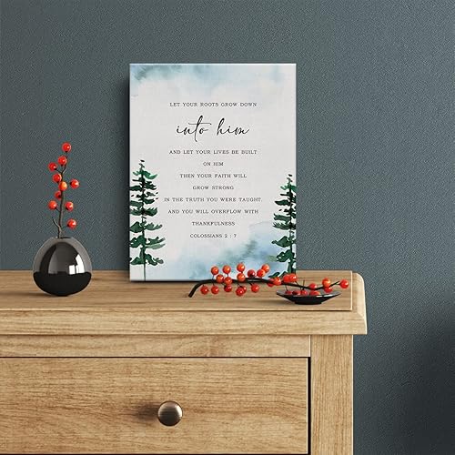 Miniatura 2 de Versículo de la Biblia en lienzo de acuarela para decoración de lienzo deja que tus raíces crezcan en él, Colosenses 2 7 carteles de pintura de