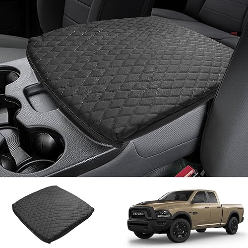 Sze Funda de consola central para Dodge Ram 1500 2019-2023, tapete de almacenamiento para reposabrazos de automóvil, almohadilla de cuero sintético,