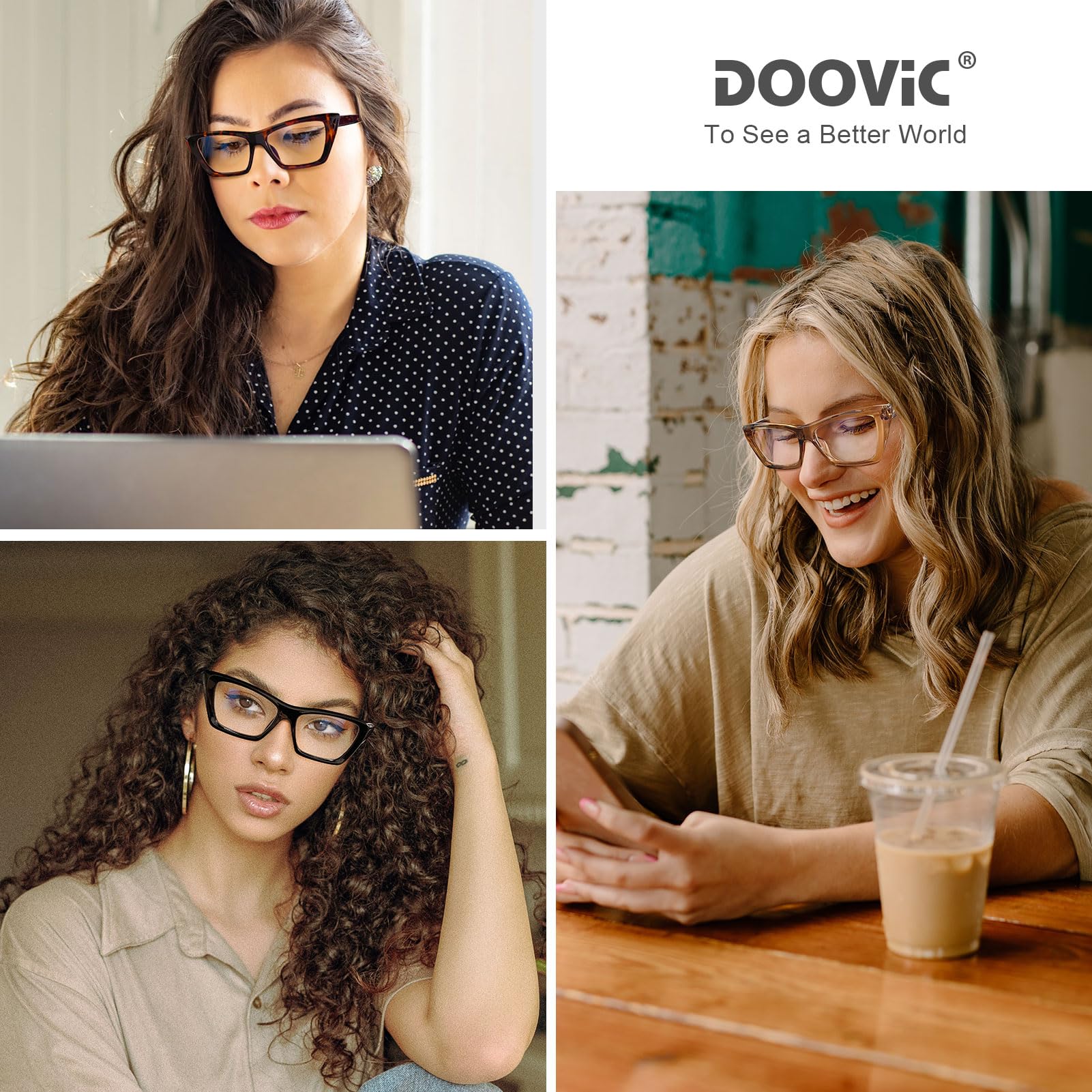 DOOViC 3 Pack Fashion Reading Glasses for Women Trendy Cat Eye Blue Light Blocking Computer Readers 2.50 Strength