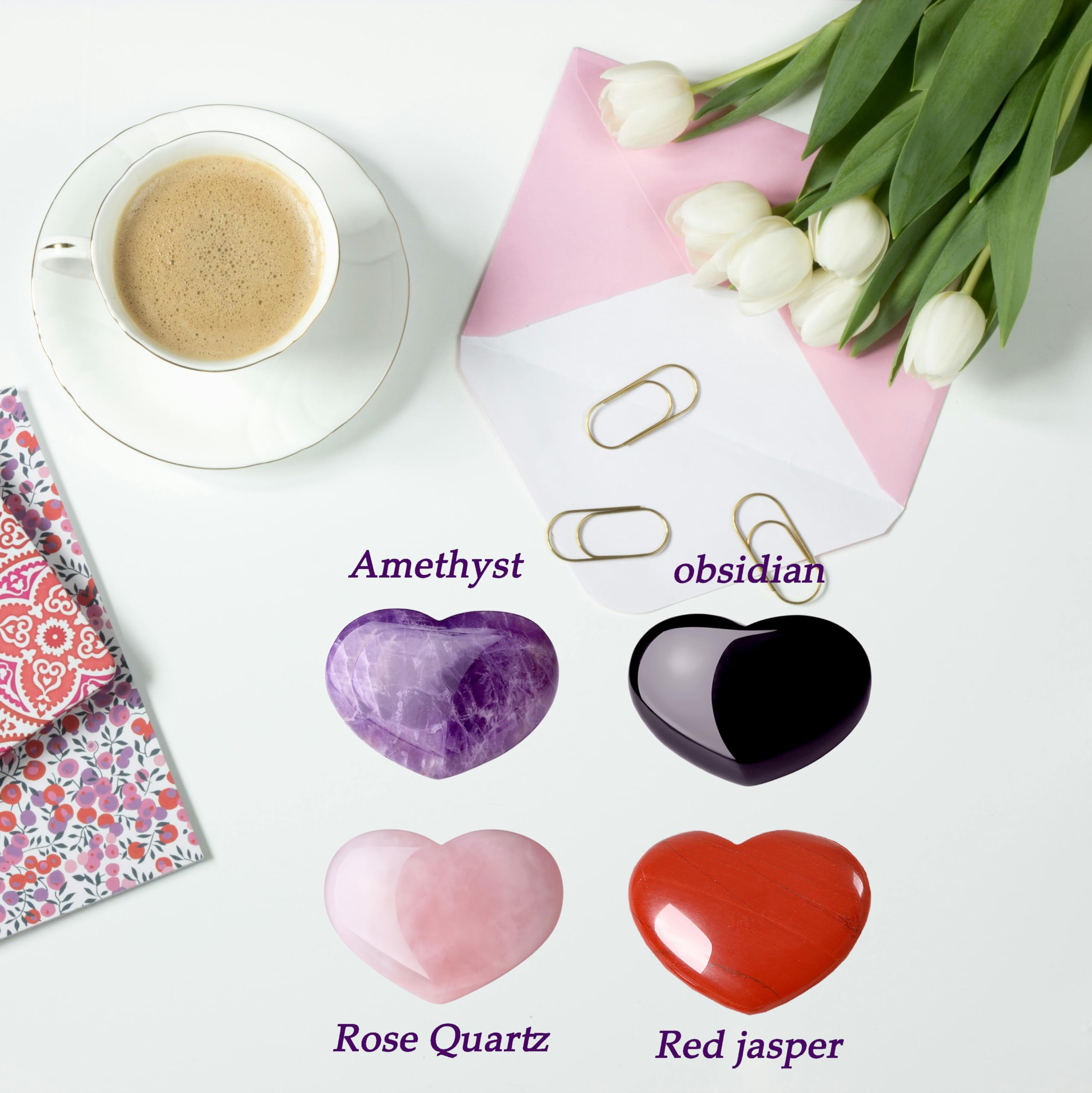 GUJOXILA 1.8" Amethyst Crystal Heart Crystals Gifts for Women Gemstones Ornaments Polished Nature Protection Reiki Balancing Spiritual Meditation Stones - Image 4