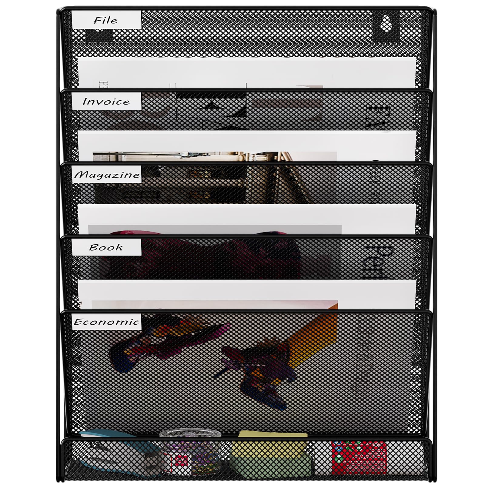 EasyPAG Métal Porte Document Mural A4 Organisateur de Bureau Range Papier Noir