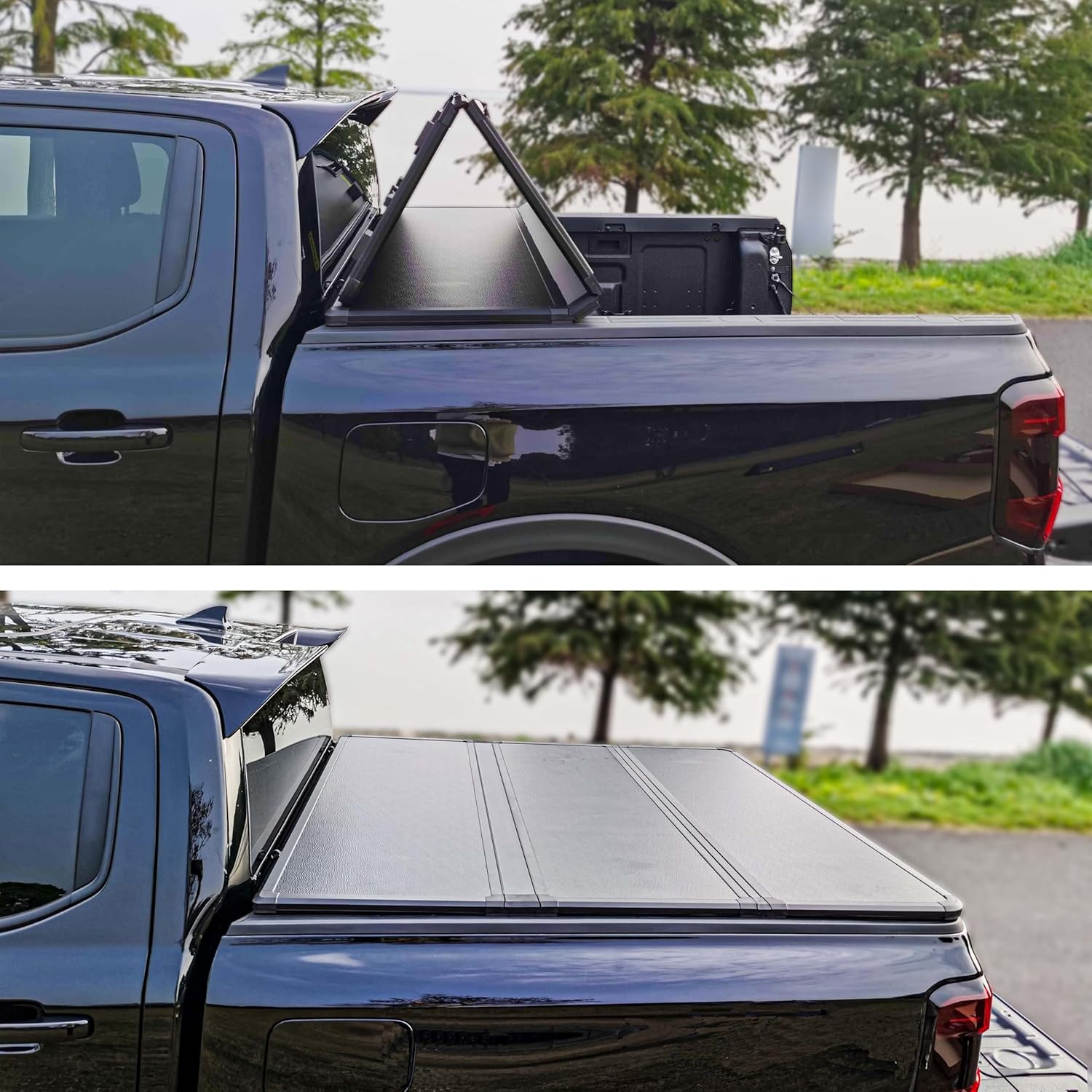 Four-Fold Hard Folding Tonneau Cover for 2016-2017 Toyota Tacoma Extra Short Bed – Durable, Weatherproof & Lockable – Easy-Install Black Cargo Cover