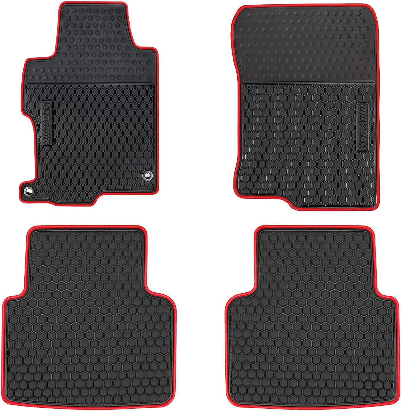 Car Rubber Floor Mat for Honda Accord 11th 2023 2024 2025 2026 (Include Hybrid) Custom Fit Black Red Auto Liner Mats All Weather Heavy Duty Odorless