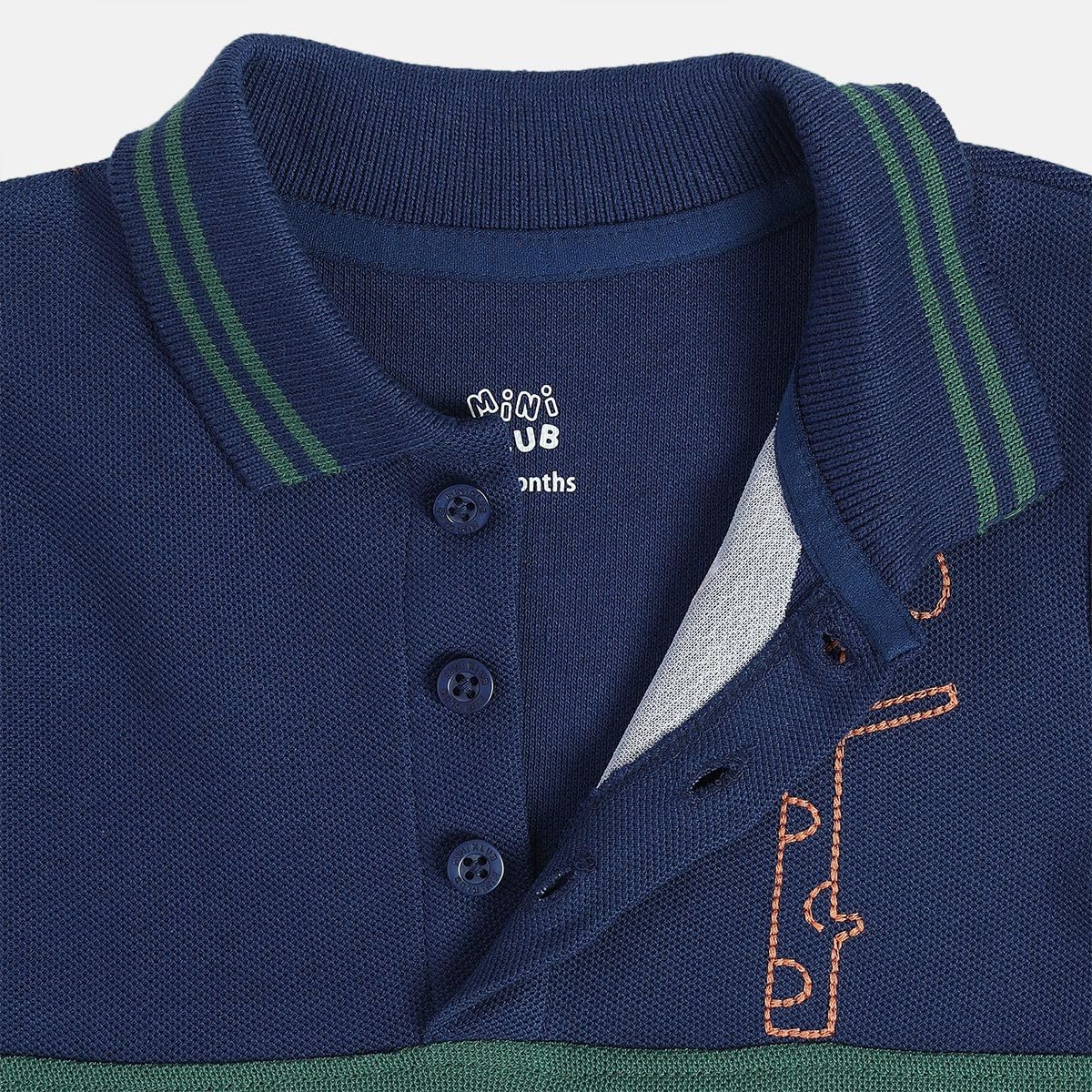 miniklub Baby Boys Collar Full Sleeve Blue/Green Color Knit Polo (0-3M) 2