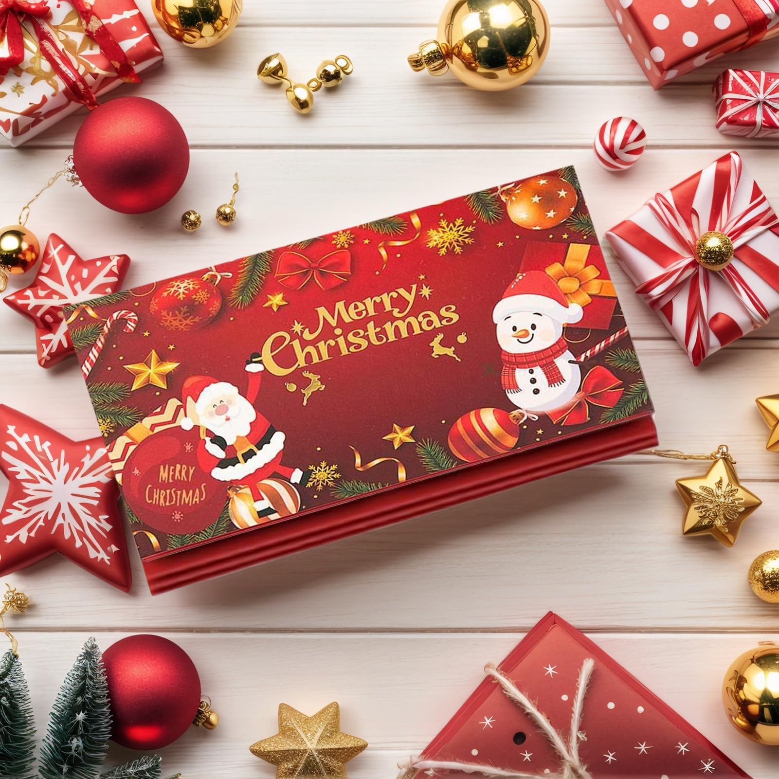 Conjunto De Sobre En Efectivo Navideño: Titulares De Dinero Festivo, Organizadores De Tarjetas De Regalo Rojo Y Verde Festivos, Billeteras De Papel Duraderas Con Diseños, 10 Paquete | Decoración Creat