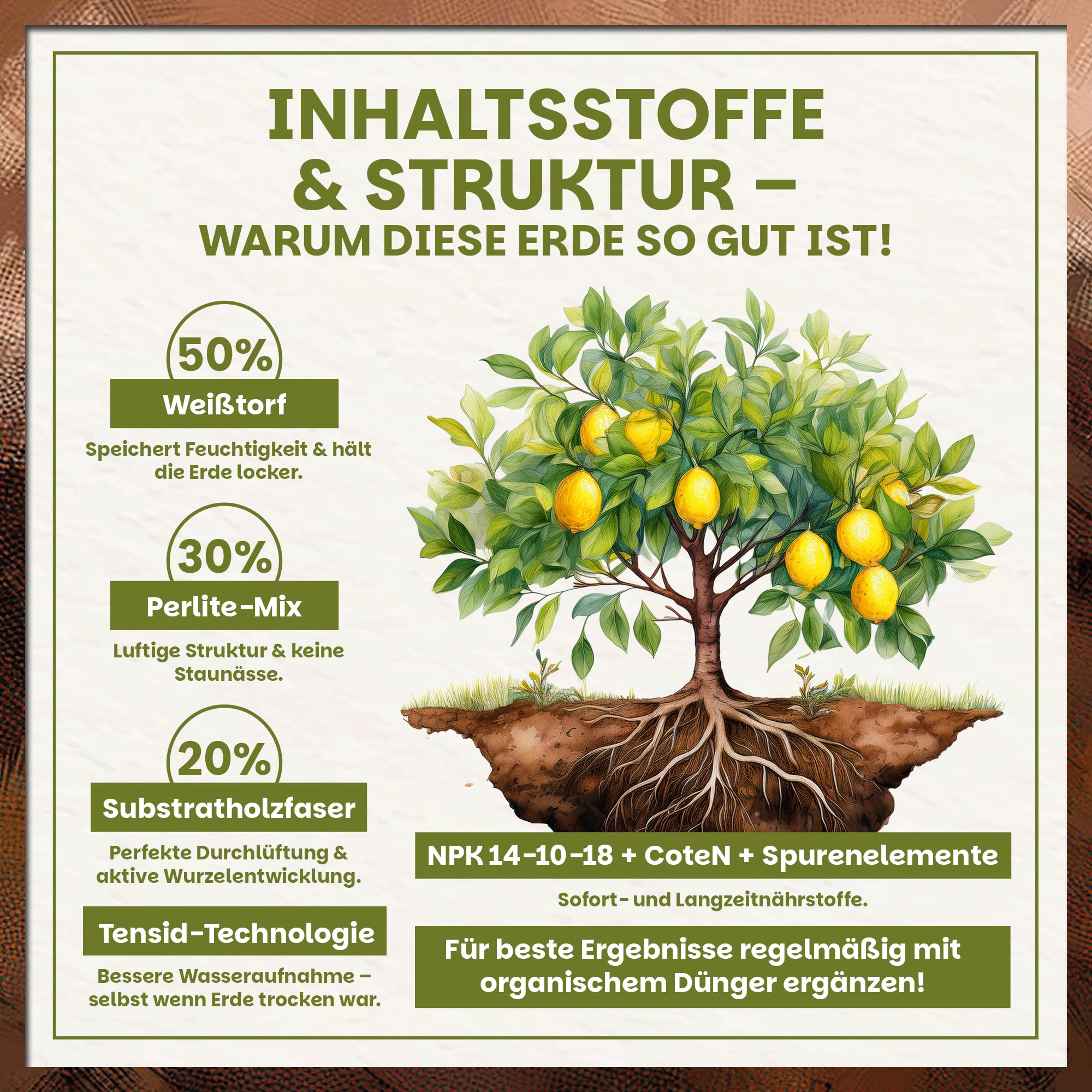 Green Home Zitruserde 72L - Erde für Zitruspflanzen & Mediterrane Pflanzen | Citrus Erde mit Langzeitdünger | Perlite, Kokosfasern & Rindenhumus | Für Garten, Kübel & Hochbeet, pH 5,8