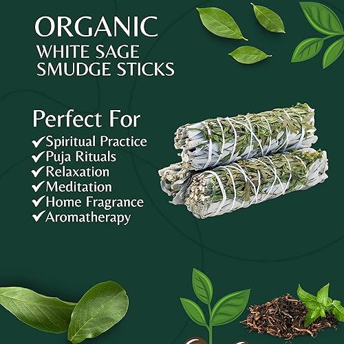 Vista 51 de Paquete de 3 barras de mezcla de salvia blanca para limpieza, meditación, yoga y manchas, salvia blanca orgánica mezclada con canela, copal, ruda