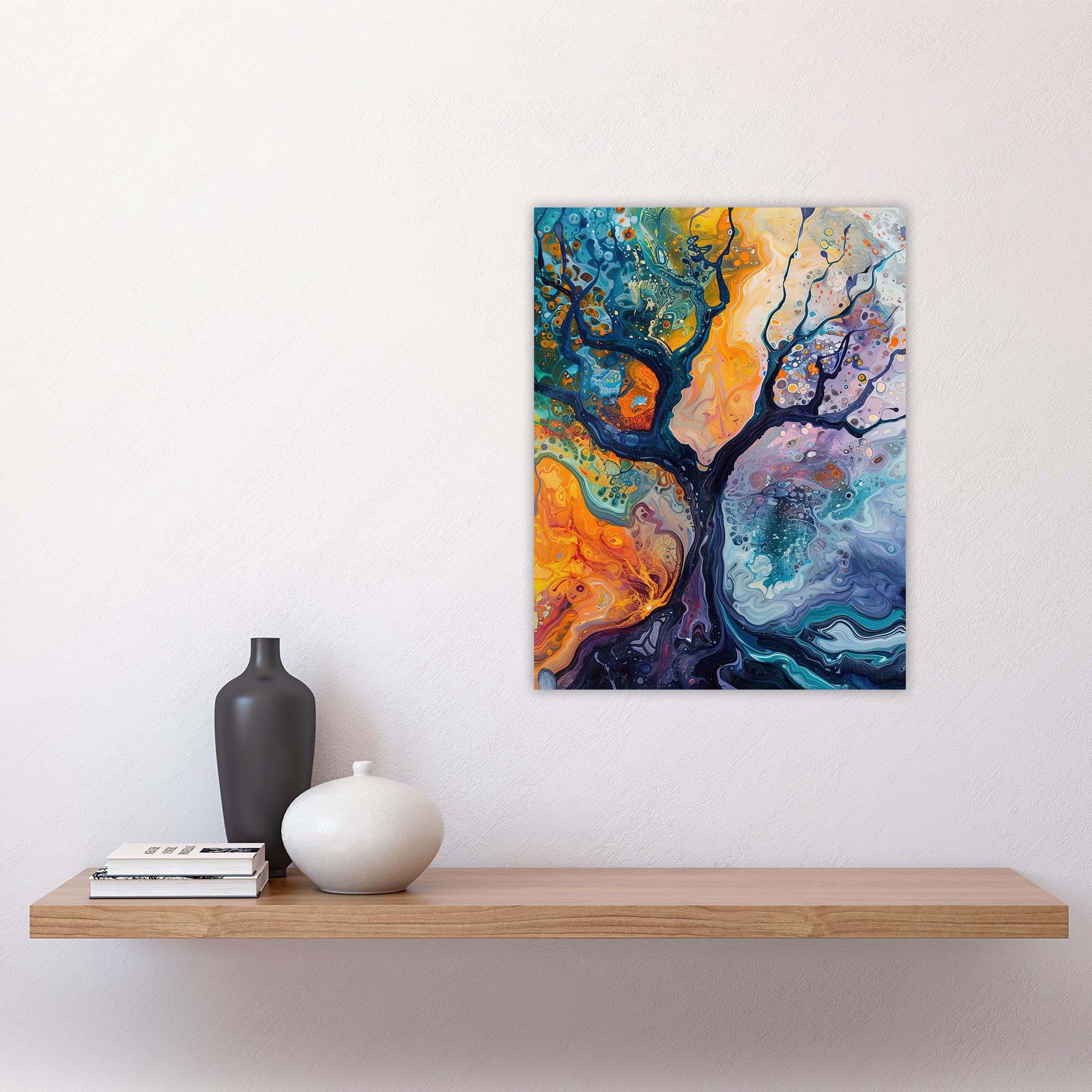 Artery8 Grußkarte – Abstract Tree Water Bubble Painting, 17,5x12,5 Cm, Blanko Innen Mit Umschlag