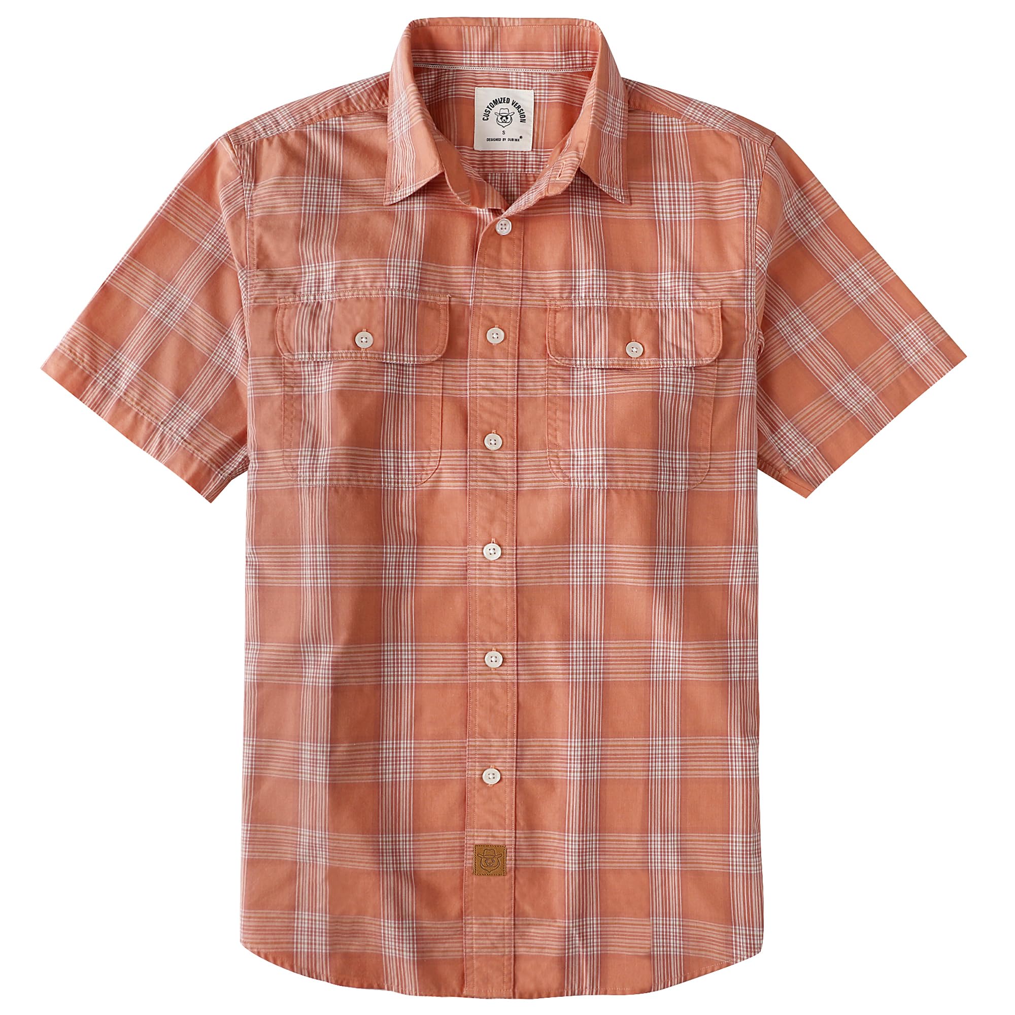 Dubinik® Mens Short Sleeve Button Down Shirts Plaid Casual Western Style Shirt 2 Pocket Lightweight Breathable Regular Fit