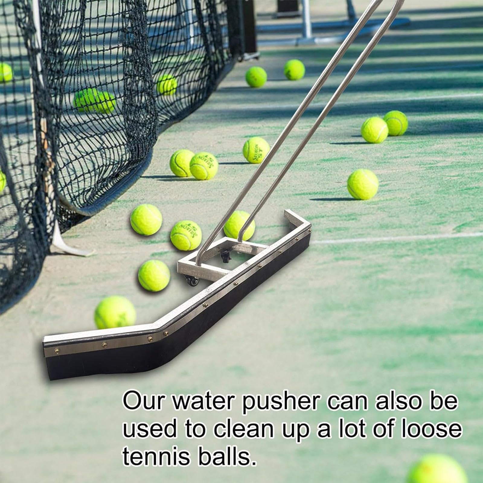 Rosqueta de Agua de Acero Inoxidable Resistente con Ruedas giratorias, Mango ergonómico para la Limpieza rápida del Piso, eliminación eficiente de la Lluvia en canchas de Tenis de concreto y garajes