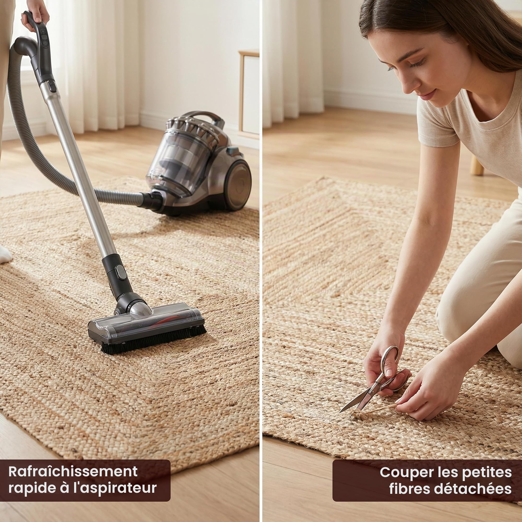Craft Trade Naturel Bohème Rectangle Tapis en Jute Réversible Tressé Tapis de Chiffon Jute Lavable Tissé à la Main Décor pour Cuisine Salon et Chambre - 120X180 cm