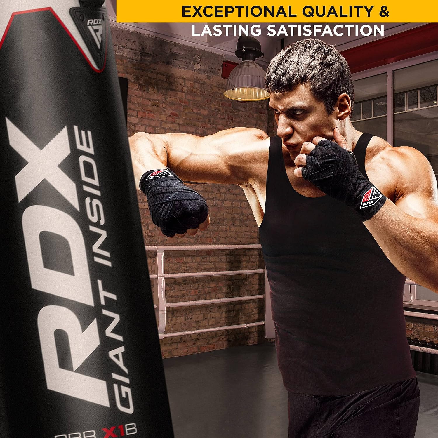 RDX Boxing Hand Wraps Inner Gloves, 180 Inch 4.5m Elasticated Thumb Loop Bandages, Mexican Style Under Mitts Wrist Wrap Protection Muay Thai MMA Kickboxing Martial Arts Punching Bag Training Men Women