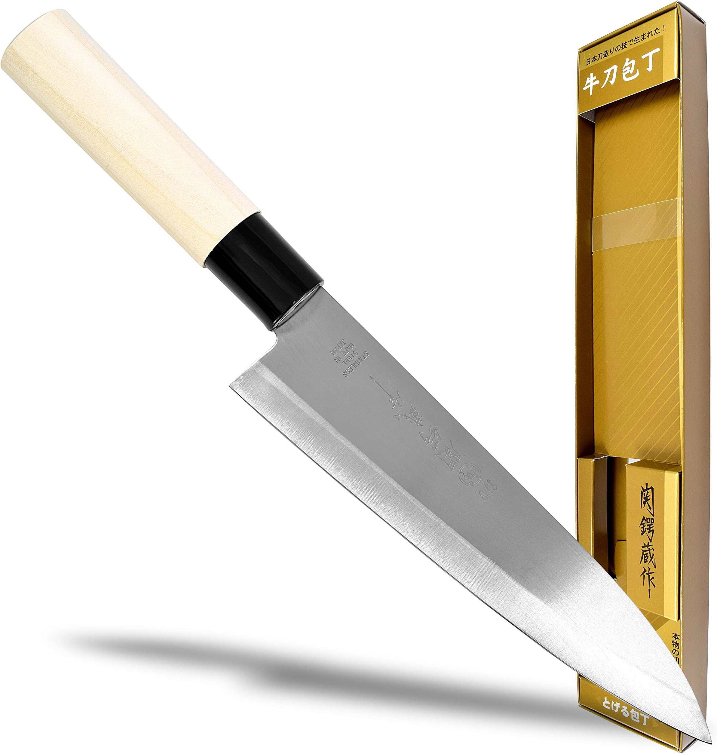 Seki TSUBAZO ese Chef Kitchen Knife, Stainless Steel Gyuto Knife, Shiraki Handle, 185 mm (7.3 in)