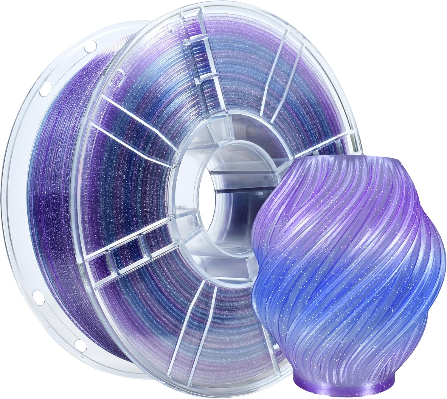 iBOSS Transparent Filament Clear PETG Filament 1.75mm, PETG Clear 3D Printer Consumables, 1kg Filament (2.2lbs), Dimensional Accuracy +/- 0.02 mm,Transparent PETG Glaze Purple Blue