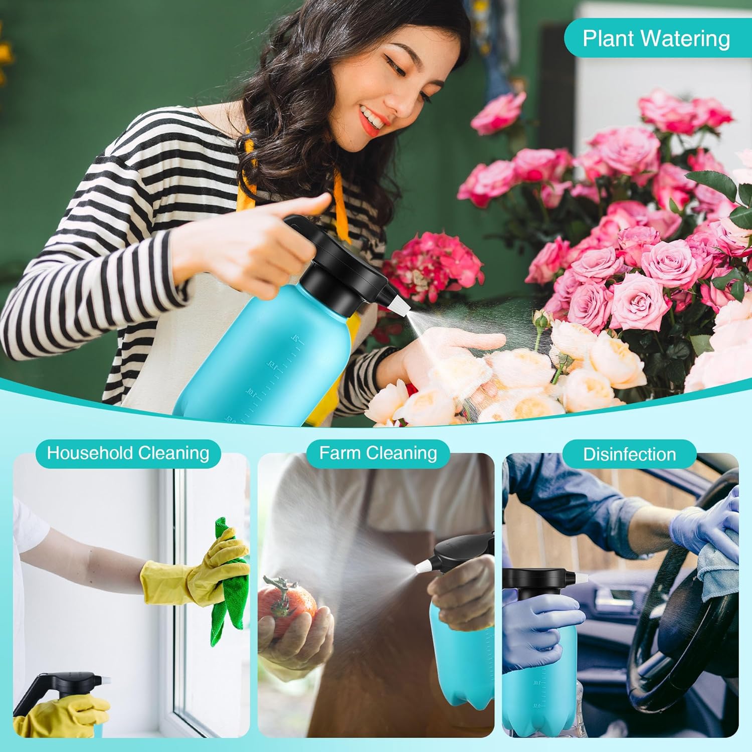 Electric Spray Bottle Plant Mister for Indoor Outdoor Plants, 0.5 Gallon Automatic Watering Can Rechargeable Battery Powered Sprayer with Adjustable Spout for Gardening, Cleaning (Blue Style) - Image 8