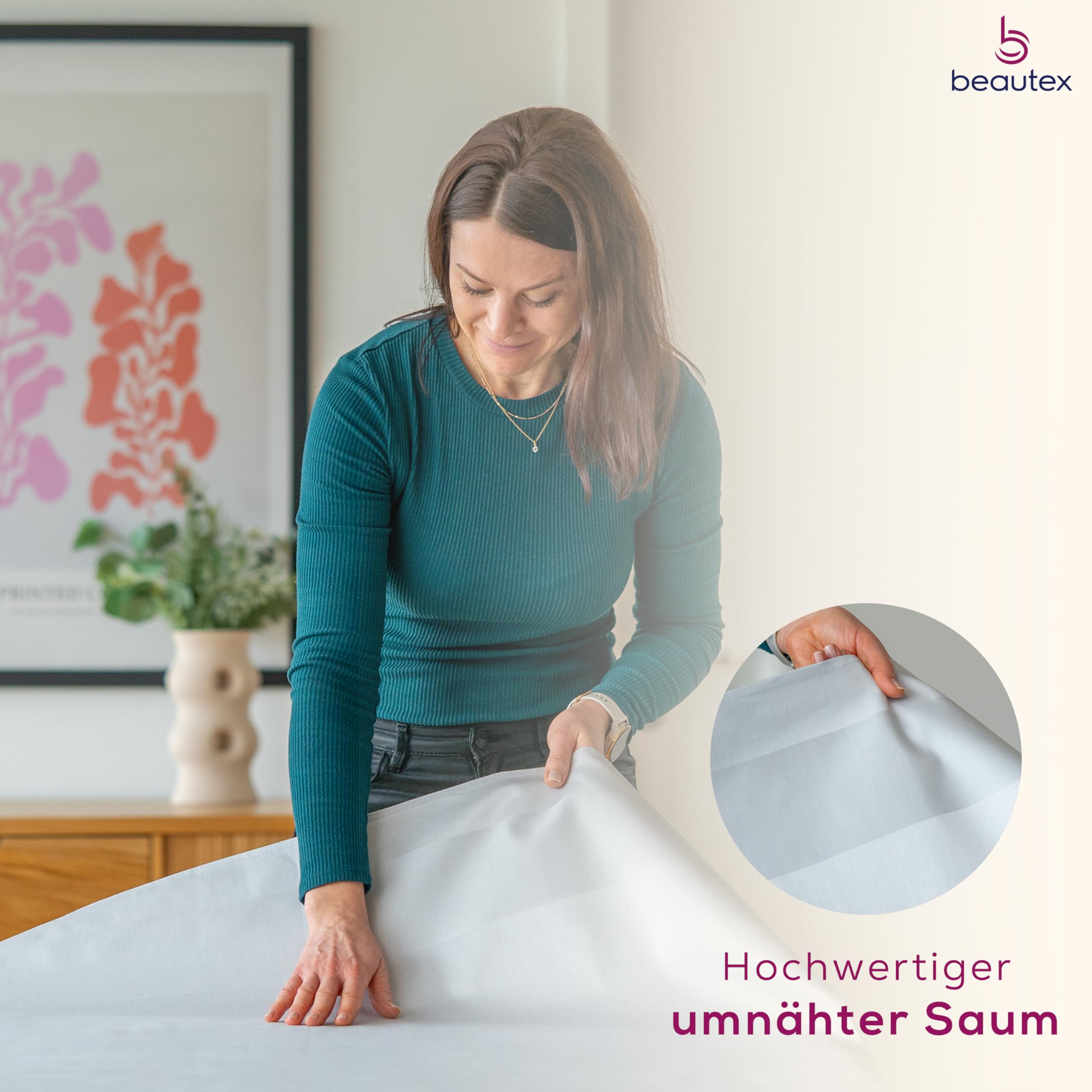 BEAUTEX Damast Tischdecke 100% Baumwolle, 130x220, Silber, Gastronomie