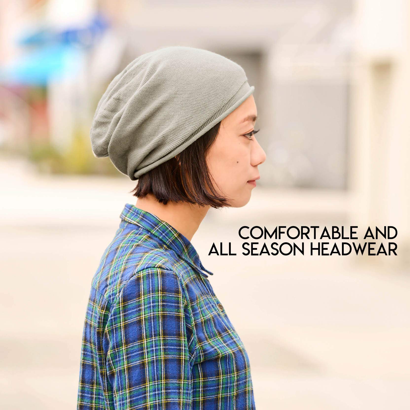 Bonnet Extensible en Tricot Fin 100% Coton Bio Fabriqué Au Japon, Bonnet Tombant Femme D'Été, Chapeau Homme D'Intérieur Mode Hiver, Idéal pour Chimio Médical Et Peaux Sensibles